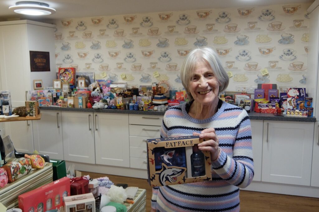 Resident visiting the Winter Emporium event at ManuCourt care home