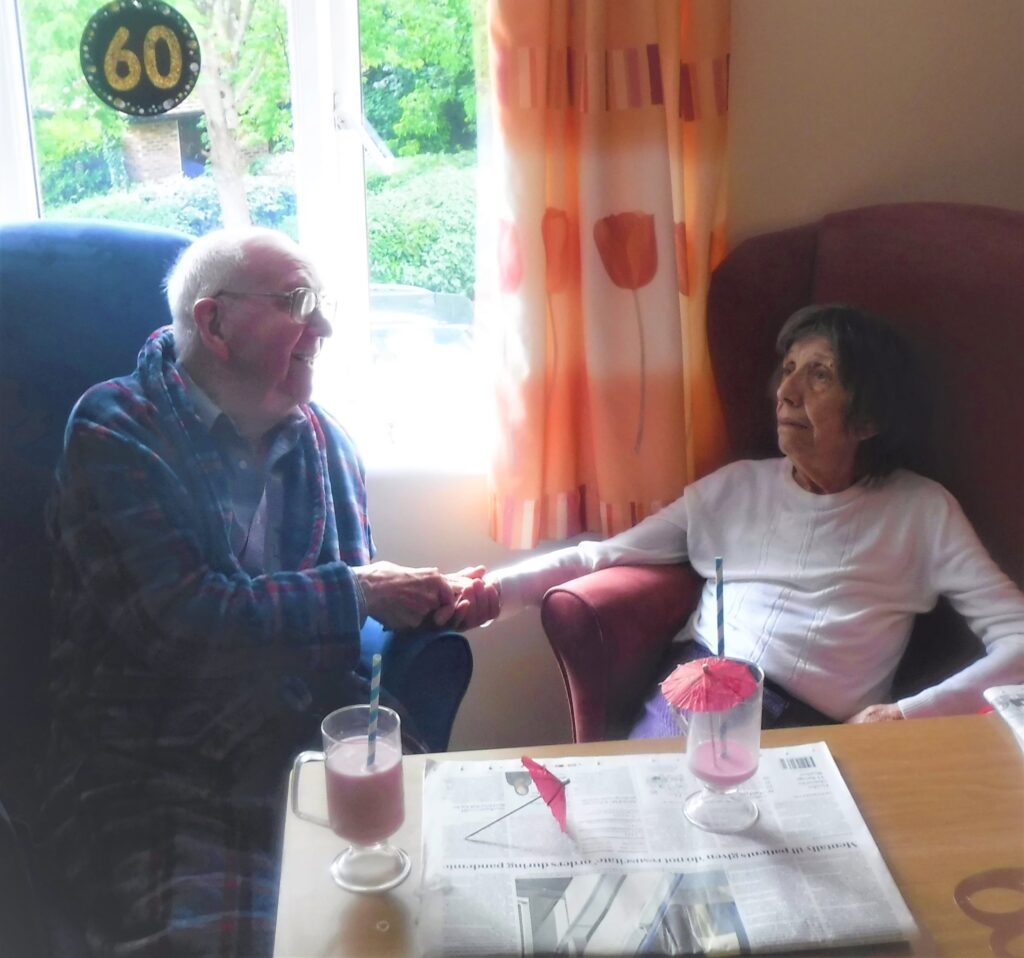Residents celebrating a special anniversary at ManuCourt care home