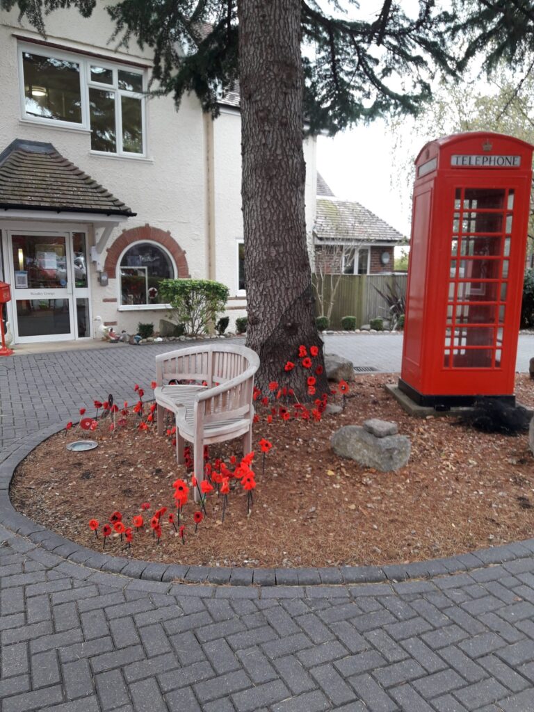 Remembrance poppies memorial display at ManuCourt care home