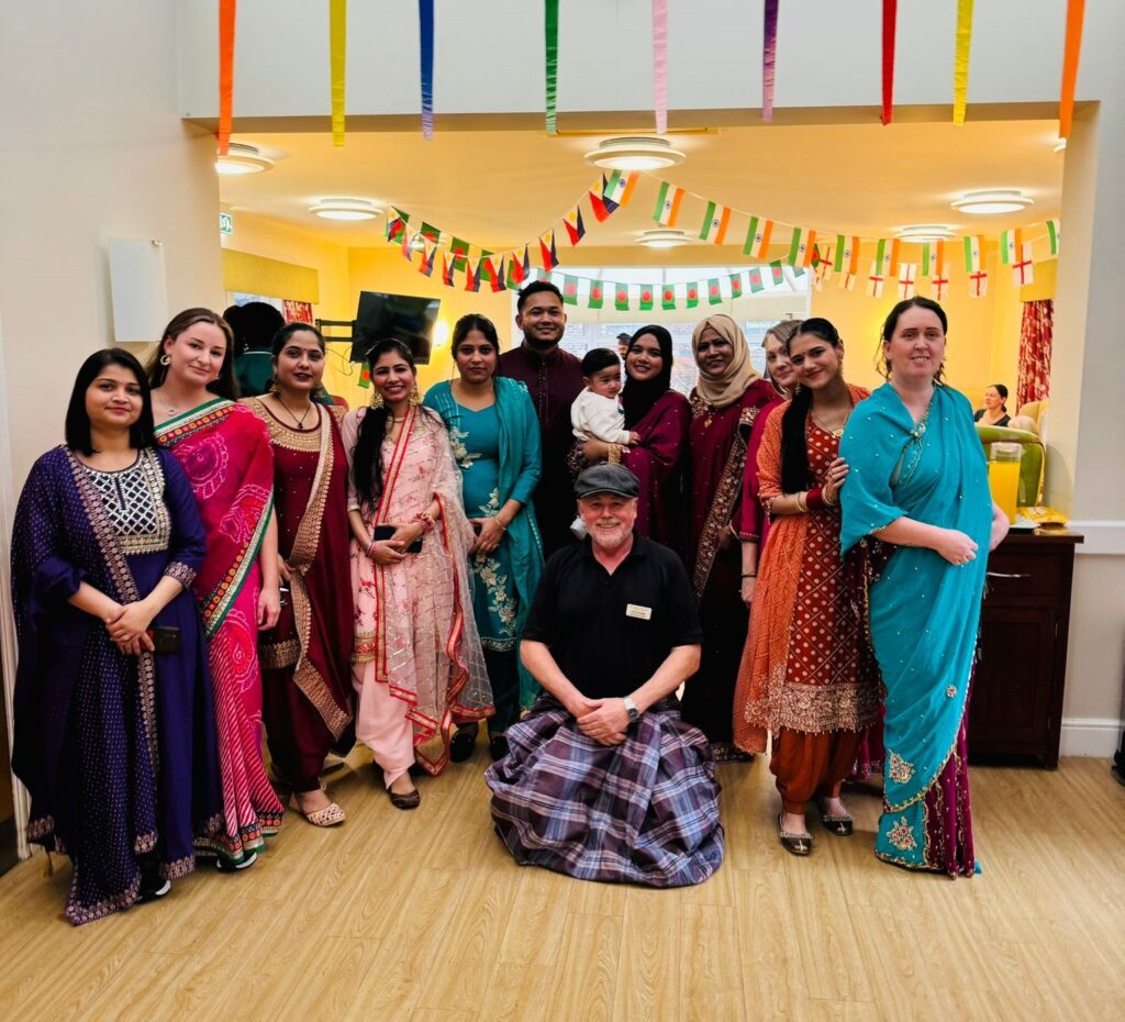 Residents enjoying an activity together at ManuCourt care home