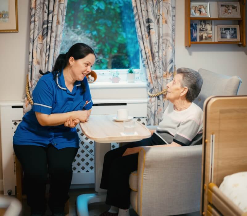 Care home staff supporting residents at ManuCourt